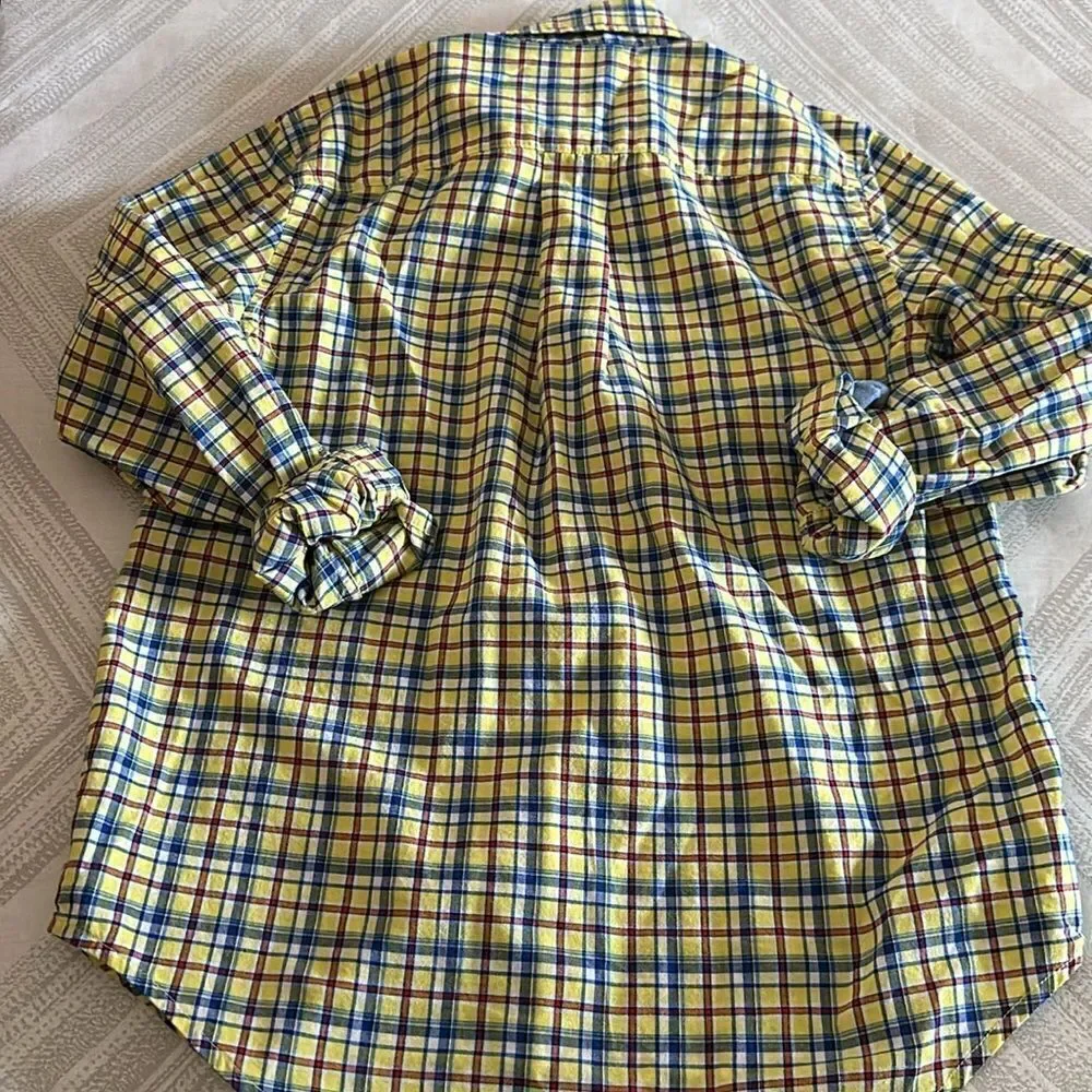 Ralph Lauren Boys Yellow & Blue Long Sleeve Button Down Shirt